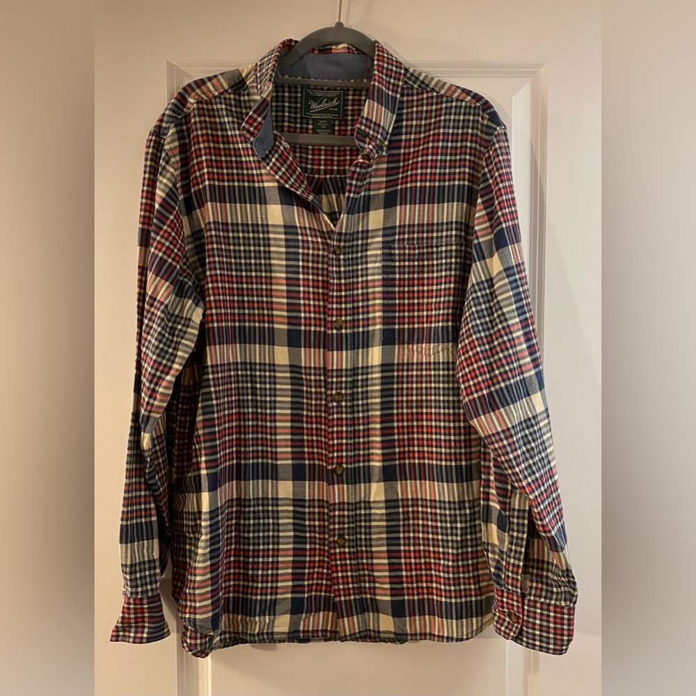 Woolrich Flannel Button Down Shirt - Red /Blue - Sz L - Like New Condition